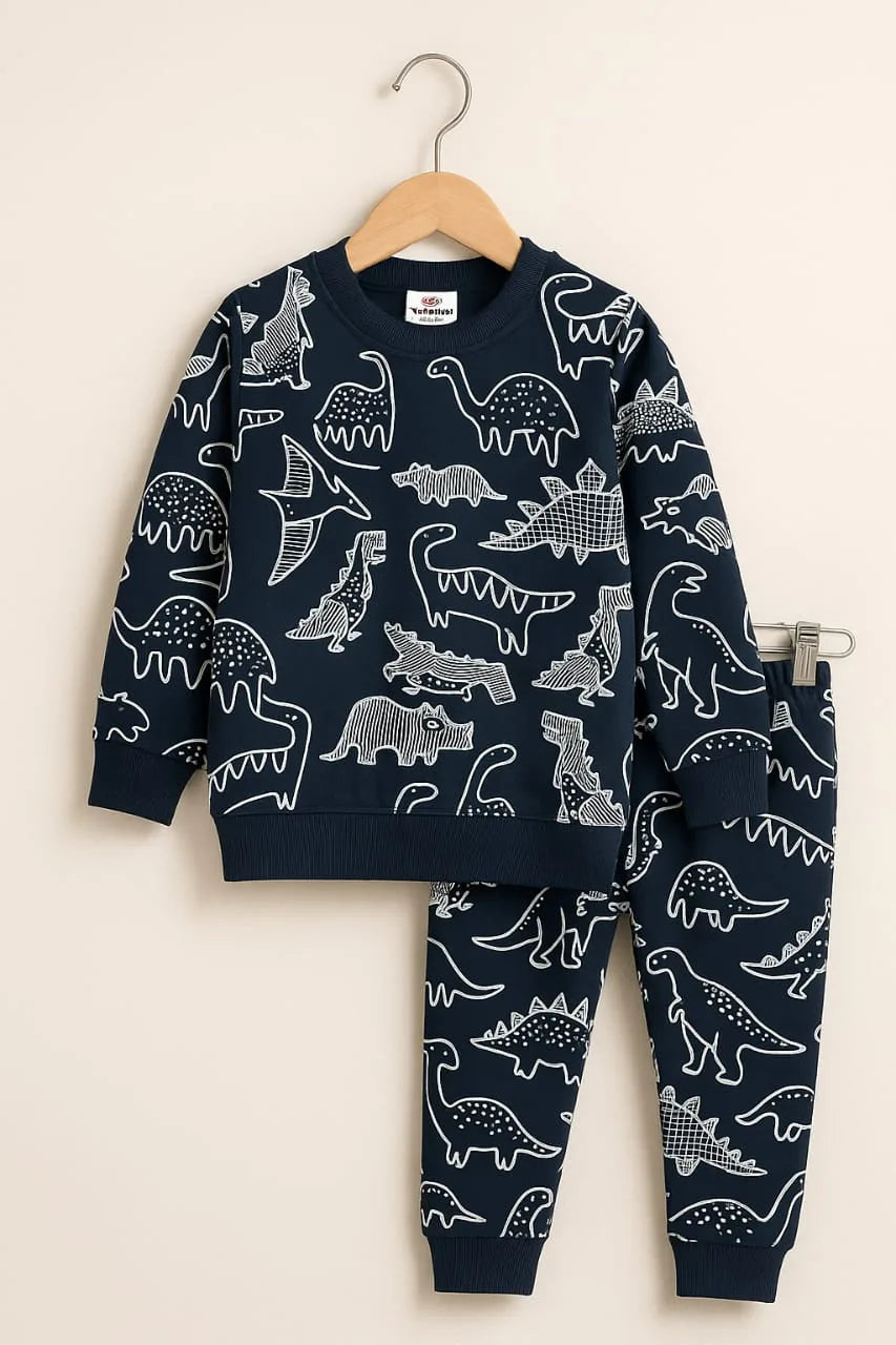 Dino Warm Winter Fleece Tracksuit for Kids