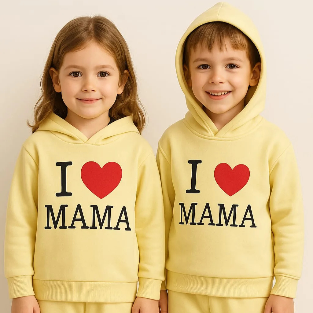 I LOVE MAMA Ultra Soft Fleece Hoodie Tracksuit For KIDS