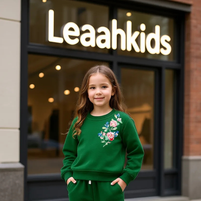 Embrodiry Flowers on Winter Tracksuits for Girls