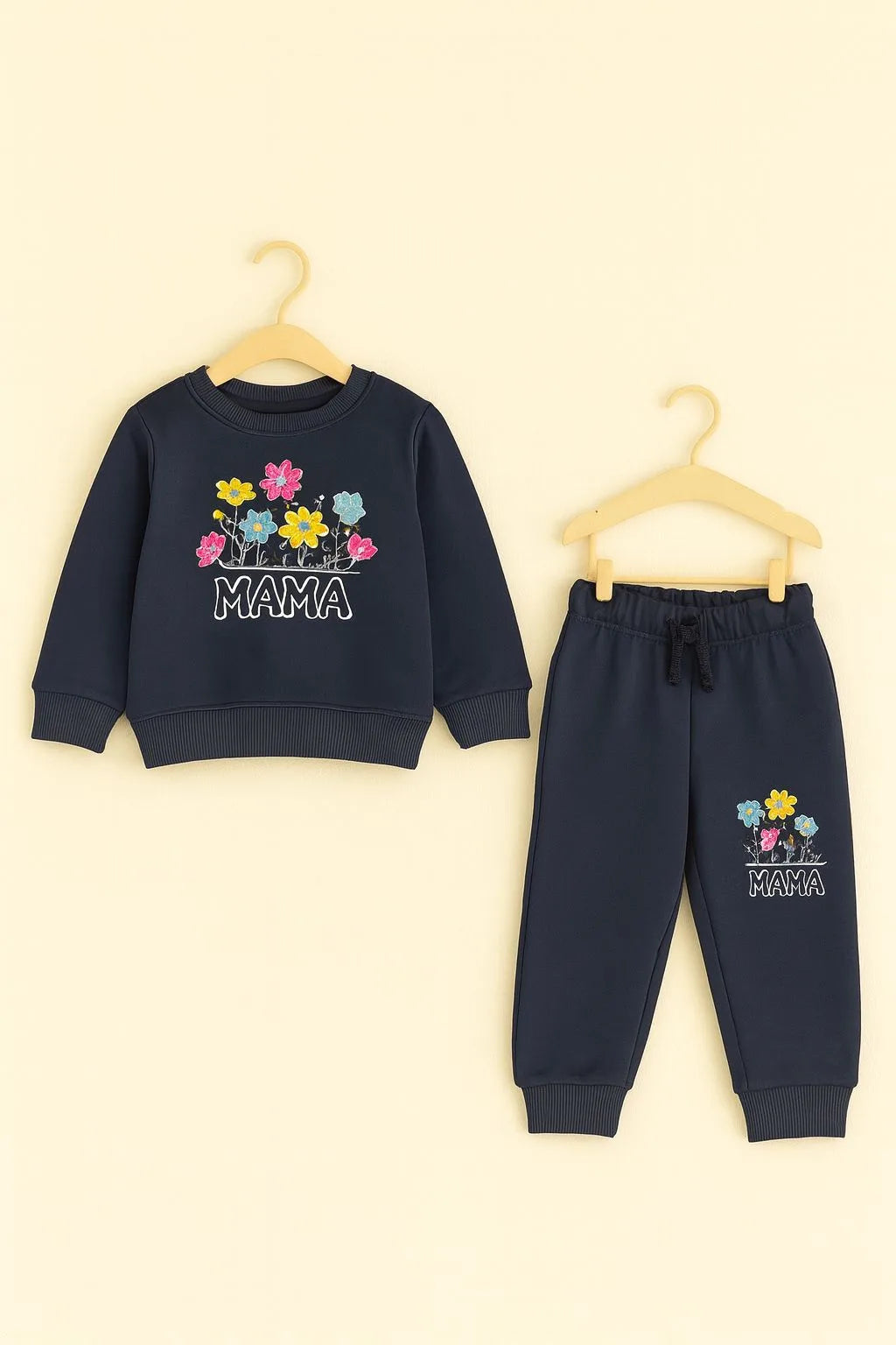 Embrodiry Flower MAMA Winter Tracksuits for Girls