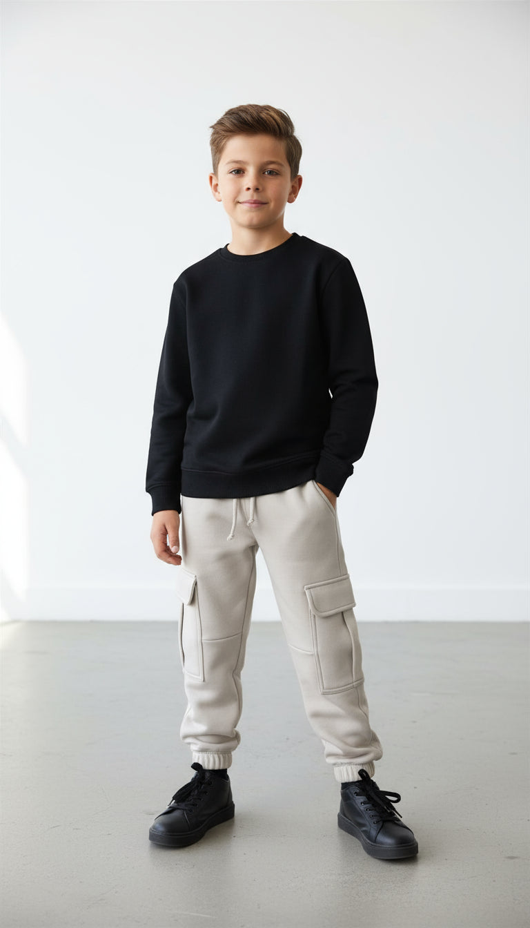 Cargo Fleece Trouser For Boys Cozy Fit with Elastic Waist for Everyday Wear