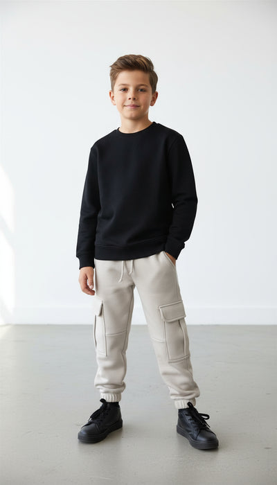 Cargo Fleece Trouser For Boys Cozy Fit with Elastic Waist for Everyday Wear