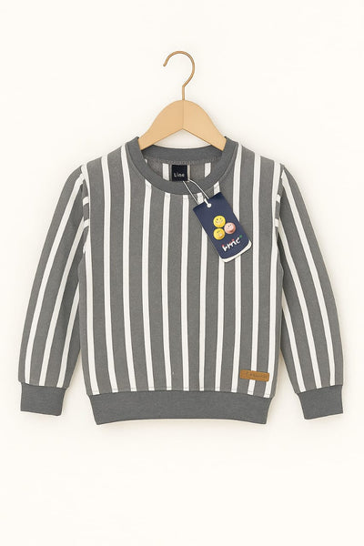 Grey and White Striped Sweatshirt